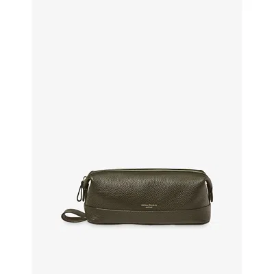 Aspinal Of London Mens Evergreen Classic Leather Wash Bag In Green