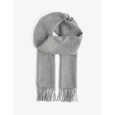 Aspinal Of London Womens Grey Tassel-embellished Cashmere Scarf