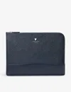 Aspinal Of London Womens Navy City Logo-embossed Large Leather Tech Folio In Navy