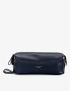 Aspinal Of London Navy Logo-embellished Zipped Leather Wash Bag In Navy