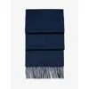 Aspinal Of London Mens Navy Tassel-embellished Cashmere Scarf In Navy