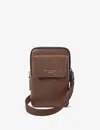 Aspinal Of London Mens Tobacco Reporter Logo-embossed Front-pocket Leather Phone Case In Tobacco