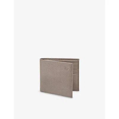 Aspinal Of London Mens Warm Grey Billfold Logo-embossed Leather Wallet