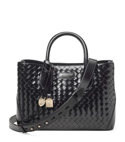 Aspinal Of London Midi Leather London Tote Bag In Black