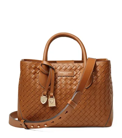 Aspinal Of London Midi Leather London Tote Bag In Brown