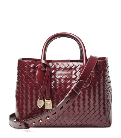 Aspinal Of London Midi Leather London Tote Bag In Burgundy