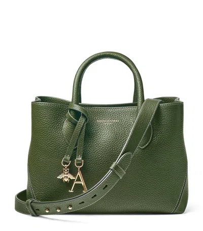 Aspinal Of London Midi Leather London Tote Bag In Green