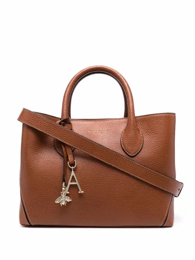 Aspinal Of London Midi London Pebble-texture Leather Tote Bag In Braun