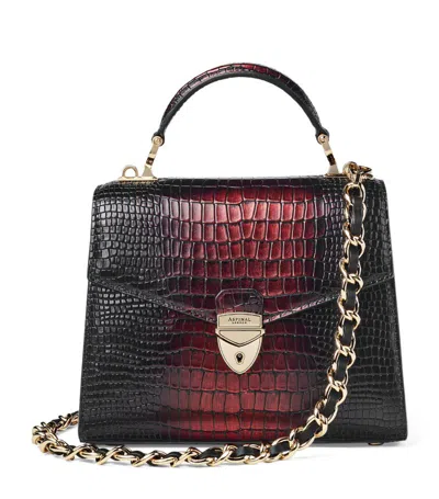 Aspinal Of London Womens Black Mayfair 2 Midi Croc-effect Leather Top-handle Bag