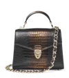 Aspinal Of London Mayfair 2 Midi Black And Gold Leather Crocodile Print Bag In Black