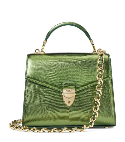 Aspinal Of London Midi Mayfair 2 Top-handle Bag In Green Metallic