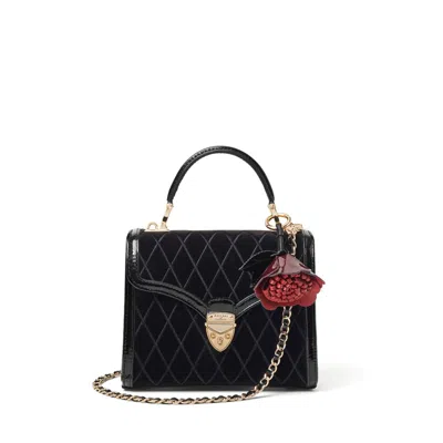 Aspinal Of London Midi Mayfair Harlequin Hand Embroidery On Black Velvet