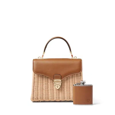 Aspinal Of London Midi Mayfair® Picnic Basket In Natural Rattan Wicker & Smooth Tan In Brown