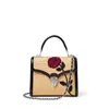 Aspinal Of London Midi Mayfair Red Rose Hand Embroidery On Natural Raffia In Neutral