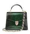 Aspinal Of London Womens Green Mayfair Mock-croc Leather Shoulder Bag In Black