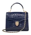 Aspinal Of London Womens Midnight Mayfair Midi Croc-embossed Leather Cross-body Bag In Blue