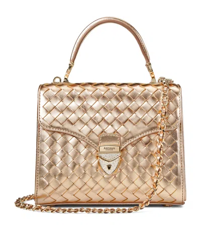 Aspinal Of London Midi Mayfair Top-handle Bag In Champagne Metallic