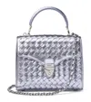 Aspinal Of London Midi Metallic Leather Mayfair Bag In Blue