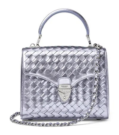 Aspinal Of London Midi Metallic Leather Mayfair Bag In Blue