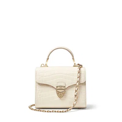 Aspinal Of London Womens Ivory Mayfair Mini Croc-embossed Leather Top-handle Bag In Red