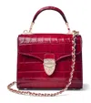 Aspinal Of London Womens Cherry Mayfair Mini Croc-embossed Leather Shoulder Bag In Red