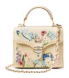 Aspinal Of London Mini Raffia Floral Embroidery Mayfair Bag