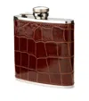 Aspinal Of London Amazon Brown Classic Mock Croc Leather Hip Flask In Brown
