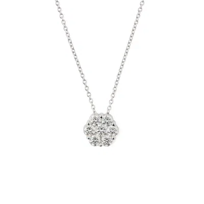 Aspinal Of London Monaco 1ct. Diamond Cluster Pendant Necklace In Silver
