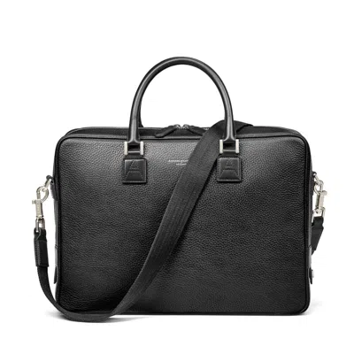 Aspinal Of London Mount Street Leather Laptop Briefcase Bag In Black
