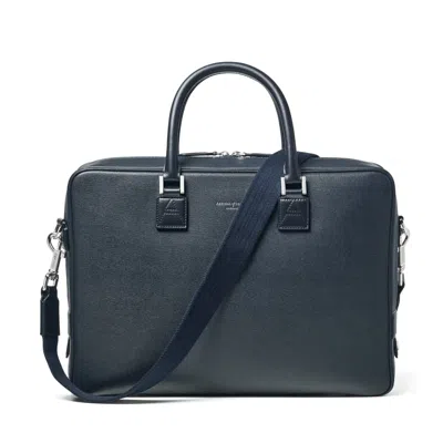 Aspinal Of London Mount Street Leather Laptop Briefcase Bag In Blue