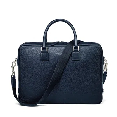 Aspinal Of London Mount Street Leather Laptop Briefcase Bag In Blue