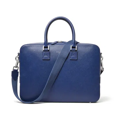 Aspinal Of London Mount Street Leather Laptop Briefcase Bag In Blue