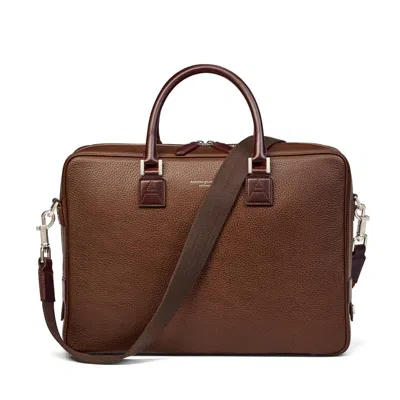Aspinal Of London Mount Street Leather Laptop Briefcase Bag In Brown