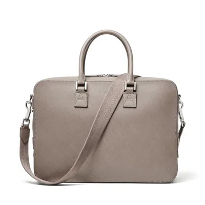 Aspinal Of London Mount Street Leather Laptop Briefcase Bag In Gray