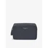 Aspinal Of London Navy Mount Street Double Zip Leather Wash Bag