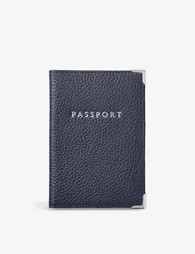 Aspinal Of London Navy Saffiano-leather Passport Cover