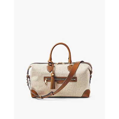 Aspinal Of London Oatmeal Resort Leather-trim Canvas Holdall