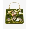 ASPINAL OF LONDON ASPINAL OF LONDON OLIVE MAYFAIR MINI VELVET AND LEATHER SHOULDER BAG