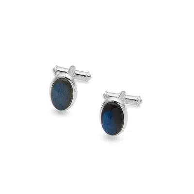 Aspinal Of London Oval Cufflinks In Blue