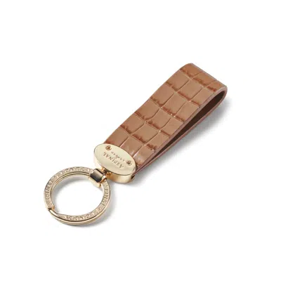 Aspinal Of London Oval Loop Keyring In Brown