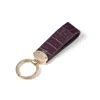 Aspinal Of London Oval Loop Keyring In Purple
