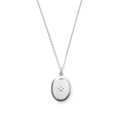 Aspinal Of London Oval Pearl Locket Necklace In Gray
