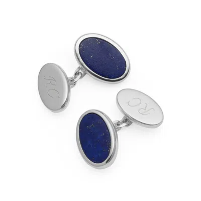Aspinal Of London Oval Slice Cufflinks In Blue