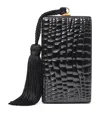Aspinal Of London Patent Leather Croc-embossed Paloma Box Clutch Bag In Black