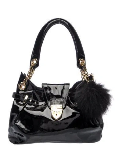 Pre-owned Aspinal Of London Patent Leather Top Handle Bag In Black