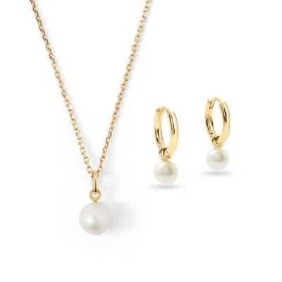 Aspinal Of London Pearl Pendant Necklace & Huggie Earrings Set