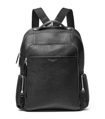 Aspinal Of London Pebble Leather Reporter Zipped Backpack In Black