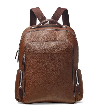 Aspinal Of London Pebble Leather Reporter Zipped Backpack In Brown