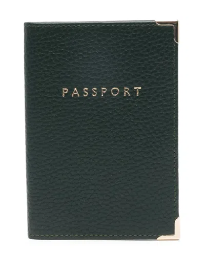 Aspinal Of London Pebble Passport Cover In Green
