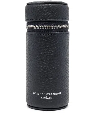 Aspinal Of London Pebbled-leather Golf Ball Holder In Blue